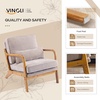 image:imageVINGLI Chenille MidCentury Modern Accent Chair Set of 2 Cute Reading Arm Chair with Cushion amp Lumbar Pillow amp Solid Wood Frame for Lounge Living Room Reading Room Bedroom EspressoLight Khaki
