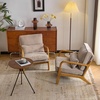 image:imageVINGLI Chenille MidCentury Modern Accent Chair Set of 2 Cute Reading Arm Chair with Cushion amp Lumbar Pillow amp Solid Wood Frame for Lounge Living Room Reading Room Bedroom EspressoLight Khaki