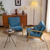 image:imageVINGLI Chenille MidCentury Modern Accent Chair Set of 2 Cute Reading Arm Chair with Cushion amp Lumbar Pillow amp Solid Wood Frame for Lounge Living Room Reading Room Bedroom EspressoBlue