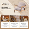 image:imageVINGLI Chenille MidCentury Modern Accent Chair Set of 2 Cute Reading Arm Chair with Cushion amp Lumbar Pillow amp Solid Wood Frame for Lounge Living Room Reading Room Bedroom EspressoLight Khaki