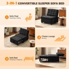 image:imageVINGLI Convertible Single Sofa Bed Tufted Teddy Fleece Sleeper Chair Bed Armless Living Room Chair Chaise Lounge with Adjustable Backrest Pull Out Couch Bed for Small Spaces Black