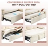 image:imageVINGLI Convertible Sofa Bed Couches for Living Room Sleeper Sofa with Pull Out Couch Bed CloudLike Plush Fleece LShape Sectional Couch with Storage Chaise USB Charging Side Pockets Beige