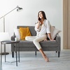 image:imageVINGLI Couches for Living Room Brown 71 Small Sofa Mid Century Modern Couches 3 Seater Comfy Couch Upholstered Soft Chenille Floor Couch for Bedroom Apartment OfficeLight Grey
