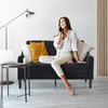 image:imageVINGLI Couches for Living Room Brown 71 Small Sofa Mid Century Modern Couches 3 Seater Comfy Couch Upholstered Soft Chenille Floor Couch for Bedroom Apartment OfficeBlack