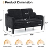 image:imageVINGLI Couches for Living Room Brown 71 Small Sofa Mid Century Modern Couches 3 Seater Comfy Couch Upholstered Soft Chenille Floor Couch for Bedroom Apartment OfficeBlack