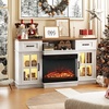 image:imageVINGLI Fireplace TV Stand up to 65 TVs 3Sided Glass Entertainment Center with Electric Fireplace Heater amp Glass Doors and Drawers Fireplace Media Console Table with LED Light Living Room White