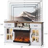 image:imageVINGLI Fireplace TV Stand up to 65 TVs 3Sided Glass Entertainment Center with Electric Fireplace Heater amp Glass Doors and Drawers Fireplace Media Console Table with LED Light Living Room White