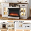image:imageVINGLI Fireplace TV Stand up to 65 TVs 3Sided Glass Entertainment Center with Electric Fireplace Heater amp Glass Doors and Drawers Fireplace Media Console Table with LED Light Living Room White