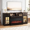 image:imageVINGLI Fireplace TV Stand up to 80 TVs 3Sided Glass Entertainment Center with Electric Fireplace Heater amp Glass Doors and Drawers Media Console Table with LED Living Room Dark Rustic Oak