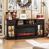 image:imageVINGLI Fireplace TV Stand up to 80 TVs 3Sided Glass Entertainment Center with Electric Fireplace Heater amp Glass Doors and Drawers Media Console Table with LED Living Room Dark Rustic Oak