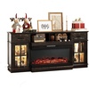 image:imageVINGLI Fireplace TV Stand up to 80 TVs 3Sided Glass Entertainment Center with Electric Fireplace Heater amp Glass Doors and Drawers Media Console Table with LED Living Room Dark Rustic Oak