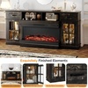 image:imageVINGLI Fireplace TV Stand up to 80 TVs 3Sided Glass Entertainment Center with Electric Fireplace Heater amp Glass Doors and Drawers Media Console Table with LED Living Room Dark Rustic Oak