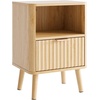 image:imageVINGLI Floating Nightstand Set of 2 Fluted Nightstands with 1 Drawer Oak Night Stand for Bedroom Wood Bed Side Table Fluted Nightstand End Table for Bedroom and Living RoomOak