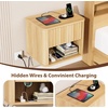 image:imageVINGLI Floating Nightstand Set of 2 Fluted Nightstands with 1 Drawer Oak Night Stand for Bedroom Wood Bed Side Table Fluted Nightstand End Table for Bedroom and Living RoomOak