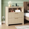 image:imageVINGLI Floating Nightstand Set of 2 Fluted Nightstands with 1 Drawer Oak Night Stand for Bedroom Wood Bed Side Table Fluted Nightstand End Table for Bedroom and Living RoomOak