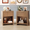 image:imageVINGLI Floating Nightstand Set of 2 Fluted Nightstands with 1 Drawer Oak Night Stand for Bedroom Wood Bed Side Table Fluted Nightstand End Table for Bedroom and Living RoomWalnut
