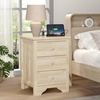 image:imageVINGLI Floating Nightstand Set of 2 Fluted Nightstands with 1 Drawer Oak Night Stand for Bedroom Wood Bed Side Table Fluted Nightstand End Table for Bedroom and Living RoomNatural Rubber Wood