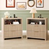 image:imageVINGLI Floating Nightstand Set of 2 Fluted Nightstands with 1 Drawer Oak Night Stand for Bedroom Wood Bed Side Table Fluted Nightstand End Table for Bedroom and Living RoomOak