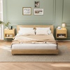 image:imageVINGLI Floating Nightstand Set of 2 Fluted Nightstands with 1 Drawer Oak Night Stand for Bedroom Wood Bed Side Table Fluted Nightstand End Table for Bedroom and Living RoomOak
