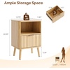 image:imageVINGLI Floating Nightstand Set of 2 Fluted Nightstands with 1 Drawer Oak Night Stand for Bedroom Wood Bed Side Table Fluted Nightstand End Table for Bedroom and Living RoomOak