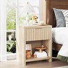 image:imageVINGLI Floating Nightstand Set of 2 Fluted Nightstands with 1 Drawer Oak Night Stand for Bedroom Wood Bed Side Table Fluted Nightstand End Table for Bedroom and Living RoomOak