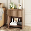 image:imageVINGLI Floating Nightstand Set of 2 Fluted Nightstands with 1 Drawer Oak Night Stand for Bedroom Wood Bed Side Table Fluted Nightstand End Table for Bedroom and Living RoomWalnut