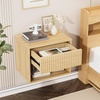 image:imageVINGLI Floating Nightstand Set of 2 Fluted Nightstands with 1 Drawer Oak Night Stand for Bedroom Wood Bed Side Table Fluted Nightstand End Table for Bedroom and Living RoomOak