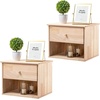 image:imageVINGLI Floating Nightstand Set of 2 Fluted Nightstands with 1 Drawer Oak Night Stand for Bedroom Wood Bed Side Table Fluted Nightstand End Table for Bedroom and Living RoomNatural Rubber Wood
