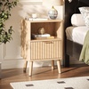 image:imageVINGLI Floating Nightstand Set of 2 Fluted Nightstands with 1 Drawer Oak Night Stand for Bedroom Wood Bed Side Table Fluted Nightstand End Table for Bedroom and Living RoomOak