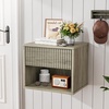 image:imageVINGLI Floating Nightstand Set of 2 Fluted Nightstands with 1 Drawer Oak Night Stand for Bedroom Wood Bed Side Table Fluted Nightstand End Table for Bedroom and Living RoomGrey
