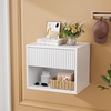 image:imageVINGLI Floating Nightstand Set of 2 Fluted Nightstands with 1 Drawer Oak Night Stand for Bedroom Wood Bed Side Table Fluted Nightstand End Table for Bedroom and Living RoomWhite