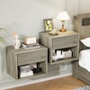 image:imageVINGLI Floating Nightstand Set of 2 Fluted Nightstands with 1 Drawer Oak Night Stand for Bedroom Wood Bed Side Table Fluted Nightstand End Table for Bedroom and Living RoomGrey