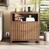 image:imageVINGLI Floating Nightstand Set of 2 Fluted Nightstands with 1 Drawer Oak Night Stand for Bedroom Wood Bed Side Table Fluted Nightstand End Table for Bedroom and Living RoomWalnut