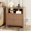 image:imageVINGLI Floating Nightstand Set of 2 Fluted Nightstands with 1 Drawer Oak Night Stand for Bedroom Wood Bed Side Table Fluted Nightstand End Table for Bedroom and Living RoomWalnut