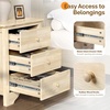 image:imageVINGLI Floating Nightstand Set of 2 Fluted Nightstands with 1 Drawer Oak Night Stand for Bedroom Wood Bed Side Table Fluted Nightstand End Table for Bedroom and Living RoomNatural Rubber Wood