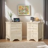 image:imageVINGLI Floating Nightstand Set of 2 Fluted Nightstands with 1 Drawer Oak Night Stand for Bedroom Wood Bed Side Table Fluted Nightstand End Table for Bedroom and Living RoomNatural Rubber Wood