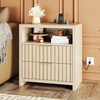image:imageVINGLI Floating Nightstand Set of 2 Fluted Nightstands with 1 Drawer Oak Night Stand for Bedroom Wood Bed Side Table Fluted Nightstand End Table for Bedroom and Living RoomOak