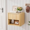 image:imageVINGLI Floating Nightstand Set of 2 Fluted Nightstands with 1 Drawer Oak Night Stand for Bedroom Wood Bed Side Table Fluted Nightstand End Table for Bedroom and Living RoomOak
