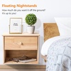image:imageVINGLI Floating Nightstand Set of 2 Fluted Nightstands with 1 Drawer Oak Night Stand for Bedroom Wood Bed Side Table Fluted Nightstand End Table for Bedroom and Living RoomNatural Rubber Wood