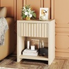 image:imageVINGLI Floating Nightstand Set of 2 Fluted Nightstands with 1 Drawer Oak Night Stand for Bedroom Wood Bed Side Table Fluted Nightstand End Table for Bedroom and Living RoomOak
