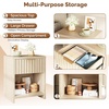 image:imageVINGLI Floating Nightstand Set of 2 Fluted Nightstands with 1 Drawer Oak Night Stand for Bedroom Wood Bed Side Table Fluted Nightstand End Table for Bedroom and Living RoomOak