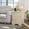 image:imageVINGLI Floating Nightstand Set of 2 Fluted Nightstands with 1 Drawer Oak Night Stand for Bedroom Wood Bed Side Table Fluted Nightstand End Table for Bedroom and Living RoomNatural Rubber Wood