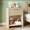 image:imageVINGLI Floating Nightstand Set of 2 Fluted Nightstands with 1 Drawer Oak Night Stand for Bedroom Wood Bed Side Table Fluted Nightstand End Table for Bedroom and Living RoomOak