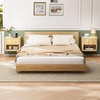 image:imageVINGLI Floating Nightstand Set of 2 Fluted Nightstands with 1 Drawer Oak Night Stand for Bedroom Wood Bed Side Table Fluted Nightstand End Table for Bedroom and Living RoomOak