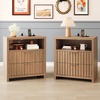 image:imageVINGLI Floating Nightstand Set of 2 Fluted Nightstands with 1 Drawer Oak Night Stand for Bedroom Wood Bed Side Table Fluted Nightstand End Table for Bedroom and Living RoomWalnut