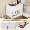image:imageVINGLI Floating Nightstand Set of 2 Fluted Nightstands with 1 Drawer Oak Night Stand for Bedroom Wood Bed Side Table Fluted Nightstand End Table for Bedroom and Living RoomWhite