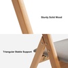 image:imageVINGLI Folding Dining Chairs Set of 2 Wooden Folding Chair with Rattan Backrest Leather Cushion Beech Wood Frame Armless for Living Room KitchenSmall Space GreyGrey