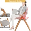image:imageVINGLI Folding Dining Chairs Set of 2 Wooden Folding Chair with Rattan Backrest Leather Cushion Beech Wood Frame Armless for Living Room KitchenSmall Space GreyGrey