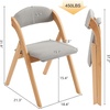 image:imageVINGLI Folding Dining Chairs Set of 2 Wooden Folding Chair with Rattan Backrest Leather Cushion Beech Wood Frame Armless for Living Room KitchenSmall Space GreyGrey