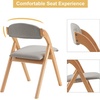 image:imageVINGLI Folding Dining Chairs Set of 2 Wooden Folding Chair with Rattan Backrest Leather Cushion Beech Wood Frame Armless for Living Room KitchenSmall Space GreyGrey